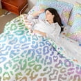 thumbnail image 4 of Homewish Leopard Print Girl Boy Twin Bedding Sets 7-Piece,Abstract Gradient Bedding Comforter Set Microfiber,Colorful Ombre Cheetah Print Breathable Sheet Sets,Super Cozy Room Decor,Reversible, 4 of 8