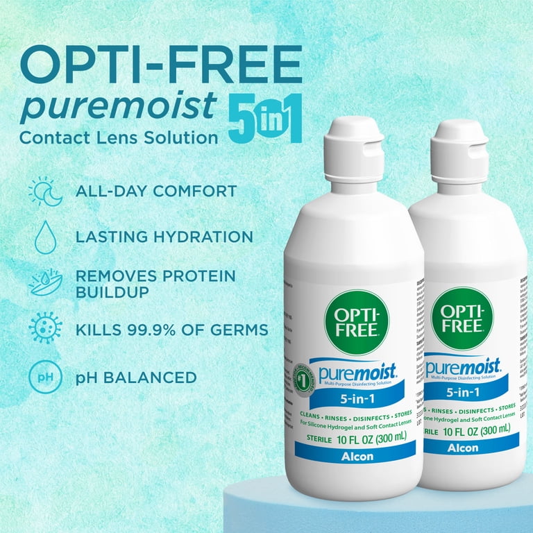 2 pack) Opti-Free Puremoist Multi-purpose Contact Lens Solution