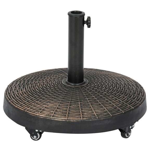 Island Umbrella 50-lb Bronze All-Weather Outdoor Round Resin Umbrella Base with Wheels