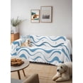 thumbnail image 6 of Blue Stripes Couch Cover for Dogs, Modern Gradient Abstract Ocean Waves Lines Washable Sofa Covers Slipcover for Pets Dogs Futon Cover, Couch Recliner Covers, Oversized Chair Slipcover 71"x91", 6 of 9