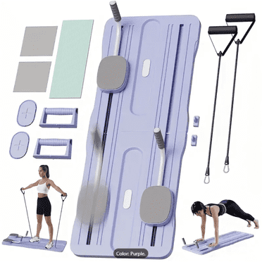 4-IN-1 Pilates Machine with Multi-Level Resistance, Foldable Pilates Board- Home Gym Equipment for Core Strength, Stretching, Balance Training , Push up Board