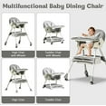 thumbnail image 2 of LHUAI, Foldable Baby High Chair, 4 in 1 Convertible High Chairs, With 5-Point Safety Harness, Adjustable Dining Tray & Backrest & Height, Easy To Clean Surface, For Babies And Toddlers, Grey, 2 of 8
