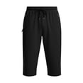 thumbnail image 6 of BVnarty Men's Capri Pants Ice Silk Solid Color Casual Below The Knee Lightweight Bermuda Shorts with Elastic Drawstring Waist and Zipper Pocket Black S, 6 of 6