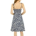 thumbnail image 7 of Unique Bargains Women's Spaghetti Strap Floral Sleeveless Smocked Dress, 7 of 7