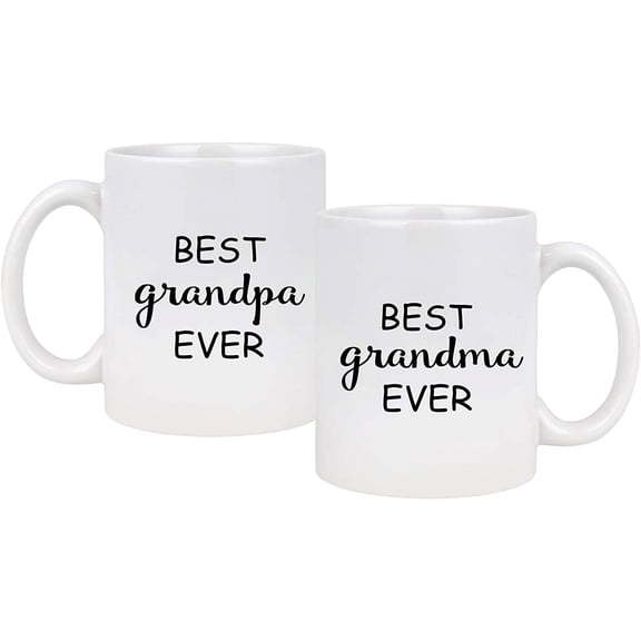 Best Grandma and Grandpa Ever Coffee Mugs Grandparents Mug Set from Grandkids Grandchildren Anniversary Birthday Gift for Grandparents Father's Day Mother's Day Gift for Grandparents