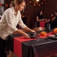 thumbnail image 6 of Miwamany Halloween Black Red Tablecloth, 54x108 Inch Polka Dot Plastic Cover, Disposable Waterproof Rectangle Cloth for Party Dining Table Decoration, Spooky Festive Accent, 6 of 7