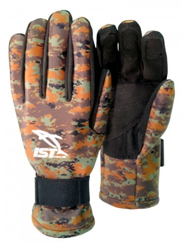 IST GLA01-08 2mm Camouflage Spearfishing Glove with Amara Palm Brown Camo 