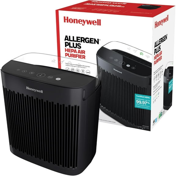 Allergen Plus HEPA Air Purifier for Home, Large Rooms up to 900 Ft², Turbo Clean, HEPA Filter Reduces Allergens, Dust, Pollen, Pet Dander, All Smoke Types, Odors, Black