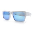 thumbnail image 4 of Mens Rectangle 90s Thick Horn Rim Skater Sport Plastic Sunglasses White - Blue Mirror, 4 of 8