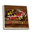 thumbnail image 1 of Maryland, Dark Rustic State Flag, Crab, Contour, ND (Absorbent Ceramic Coasters Set of 4 Matching Images, Cork Back, Kitchen Table Decor), 1 of 3