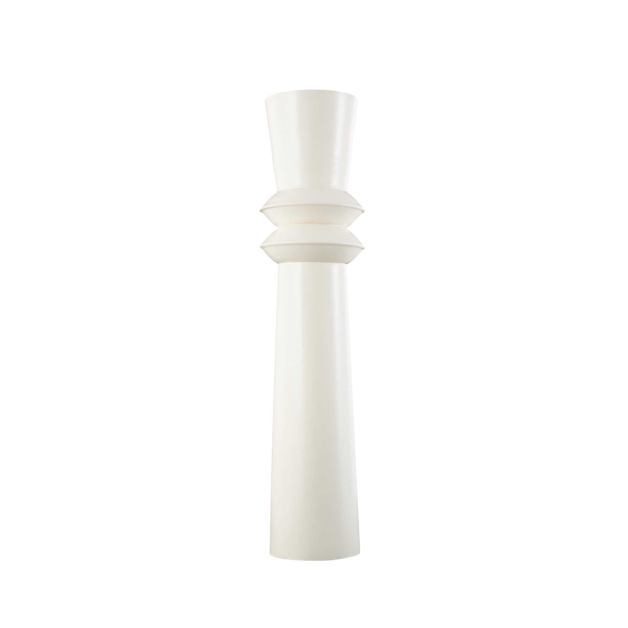 DecMode 38" Tall Art Deco Fluted Floor Cream Metal Vase