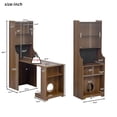 thumbnail image 6 of Mid-Century Modern Walnut Cabinet, Cat Scratcher & Bed Combo, Multi-Use Storage with LED Lights, Extendable Table, Pet Friendly Furniture for Cat Lovers, 6 of 9