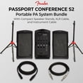 thumbnail image 2 of Fender Passport Conference S2 Portable PA System Bundle with Compact Speaker Stands, XLR Cable, and Instrument Cable, 2 of 9