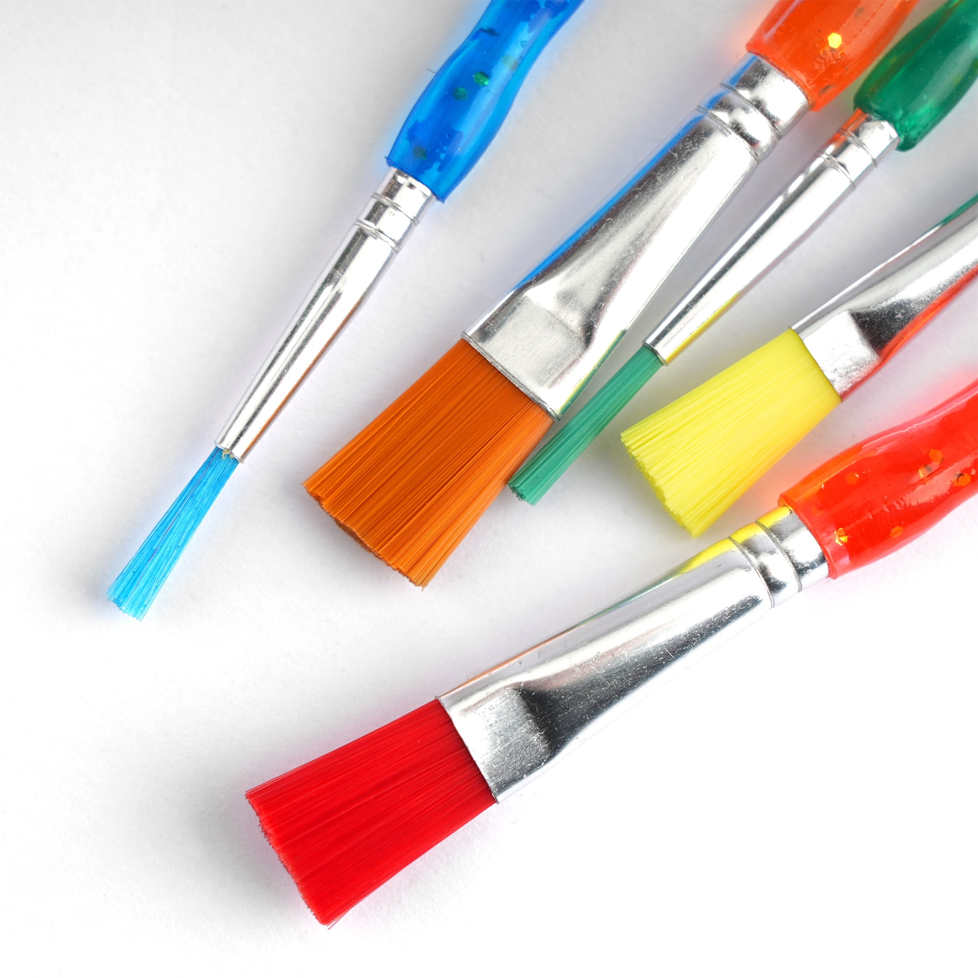 Hello Hobby Easy Grip Synthetic Paint Brushes Set with Glitter Handles, 5 Pieces