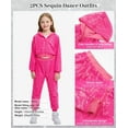 thumbnail image 4 of LOLANTA 2Pcs Girls Dance Outfits Cropped Sequin Jacket Pants Set Kids Hip Hop Dance Clothing for 90s Theme Party 4-12 Years, 4 of 6