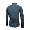 thumbnail image 4 of Plus Size Men's Denim Jacket Casual Long Sleeve Button Down Coat Polyester Shirt Top Upper Garment Blouse Fashion Streetwear Daily Outfits Gift | JASKFLY,Navy 3XL, 4 of 6