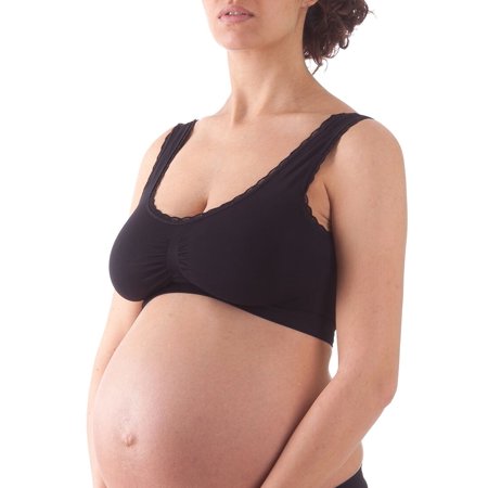 Bellissima Women's Maternity Support Bra Seamless Stretch Sleeping Bralette (Black,
