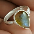 thumbnail image 2 of Labradorite Natural Gemstone Ring, Solid 925 Sterling Silver, Solitaire Ring, Blue Fire Labradorite Ring, Cocktail Ring, June Birthstone, Cabochon Pear Shape Ring, Gifts For Her (labradorite, 7), 2 of 5