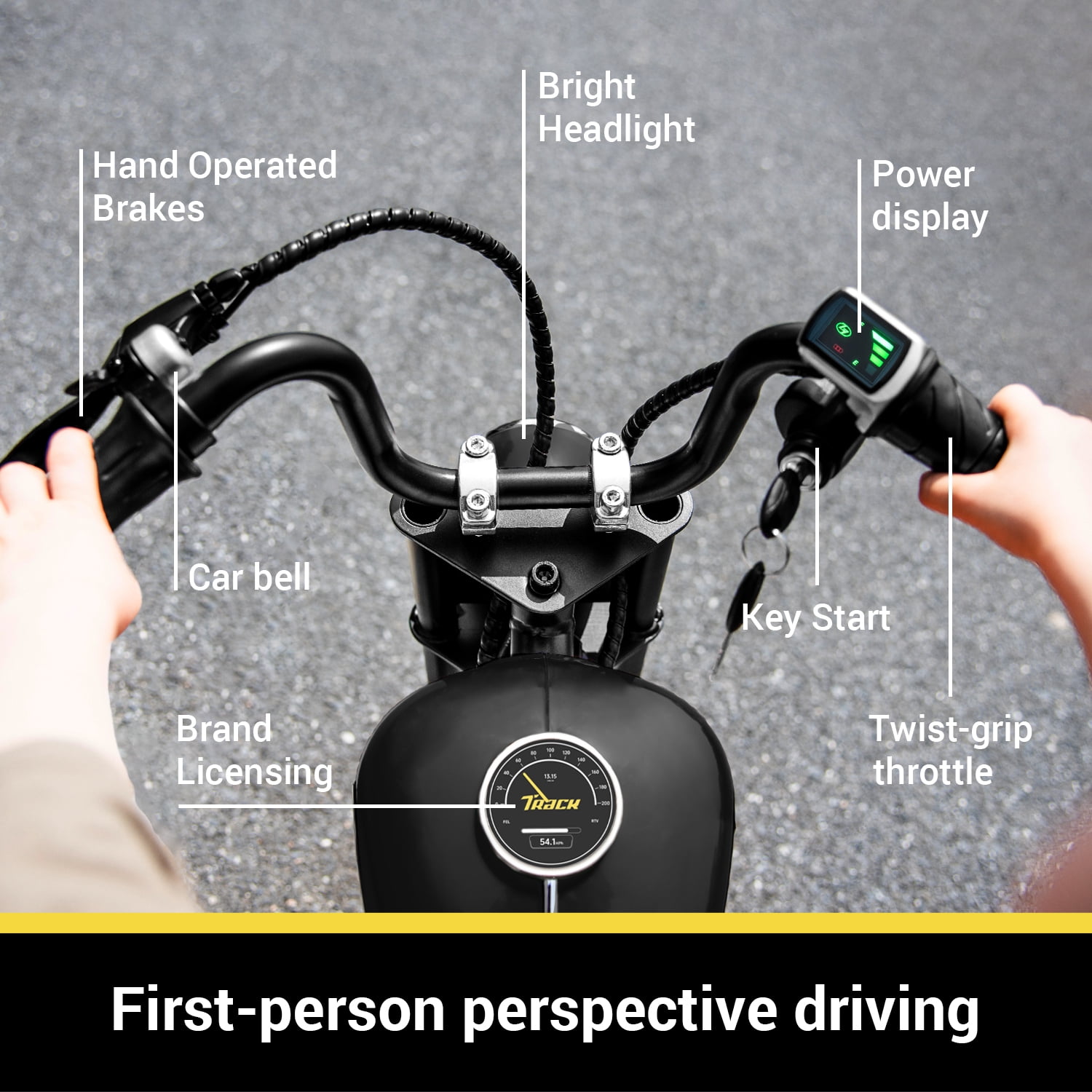 Track 7 36V Electric Dirt Bike for Kids, 350W Ride on Motorcycle with Twist Grip Throttle, Key Start, Speed up to 15 mph, Age 8+, Black