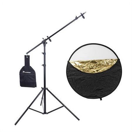 UPC: 0846431005319 | Photo Basics 40  5-in-1 Collapsible Reflector with Case – Bundle With Flashpoint 11.5  5-Section Super Light Stand/Boom Extension/Reflector Holder Arm