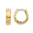 thumbnail image 1 of 14K Yellow Gold Diamond Cut 4mm Patterned Hinged Huggie Hoop Earrings, 1 of 5