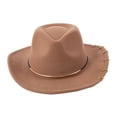 thumbnail image 4 of amagogo Cowboy Hat Cap Summer Big Brim Sunhat Women Men Props Versatile Cowgirl Hat Jazz Hat for Outdoor Carnival Party Winter Autumn Camel Color, 4 of 9