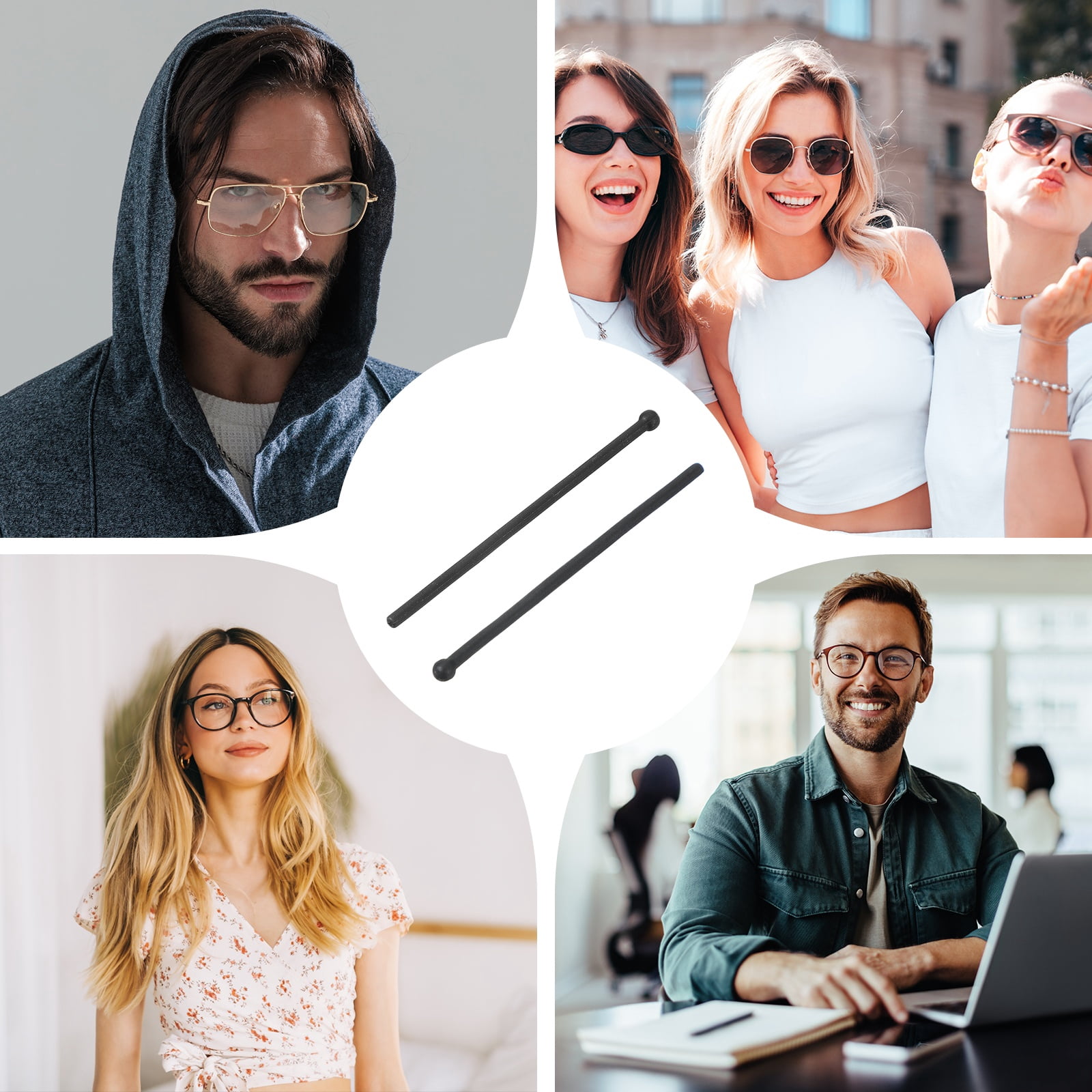 Unique Bargains Eye Glass Replacement Temples Silicone Anti Slip for Glasses Black