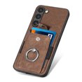 thumbnail image 4 of Compatible with Samsung Galaxy S21 Ultra, Classic Card Slots 360 Rotating Finger Ring Kickstand PU Leather + TPU Frame Magnetic Closure Back Case Cover for Samsung Galaxy S21 Ultra, Brown, 4 of 12