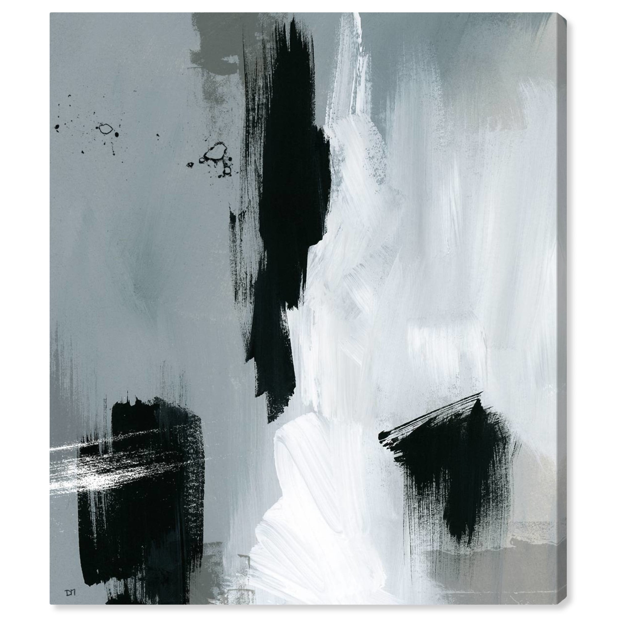 Abstract Black and White Paint Splash Art Picture Mindfulness Framed Print 