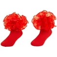 thumbnail image 5 of Xudanell Socks for Girls Princess Socks Solid Color Toddler Ruffle Socks 2T-3T Performance Dance Socks, 5 of 9