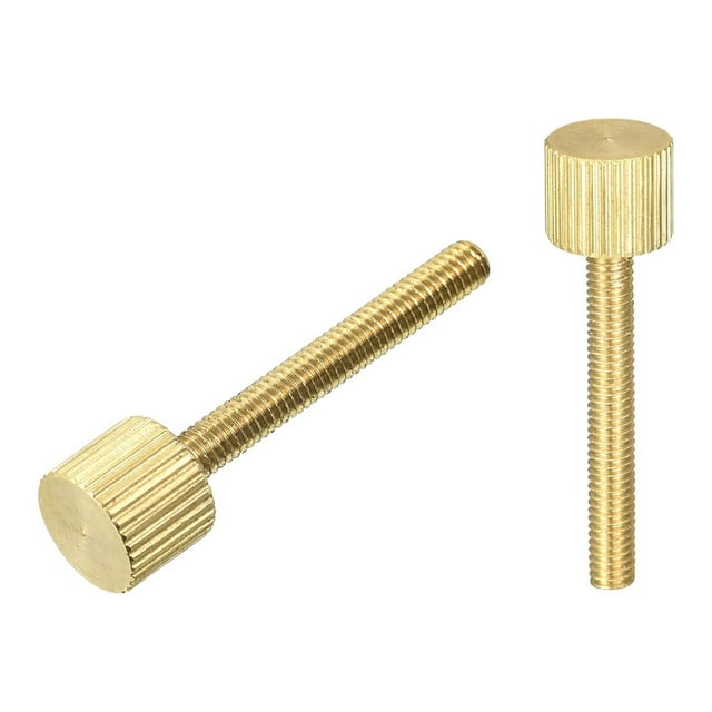 Unique Bargains Moleté Vis à Pouce, M4x30mm Plat Laiton Boulons Poignée Boutons de Fixations 2Pack