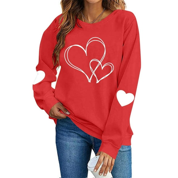 Dgankt Turtleneck Tops for Women Women's Valentine's Day Graphic Crewneck Sweatshirts Casual Loose Long Sleeve Pullover Tops XS-XL