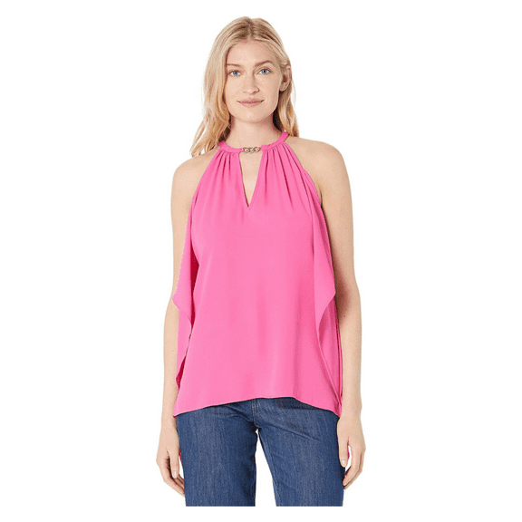 MICHAEL Michael Kors Cold-Shoulder Hank Hem Top, Pink, XL
