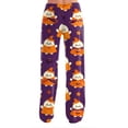 thumbnail image 5 of IYYVV Halloween Pajama Pants for Women Stretch Drawstring Lounge Pants Casual Pumpkin Printed Wide Leg Pjs Bottoms Dark Purple S, 5 of 5