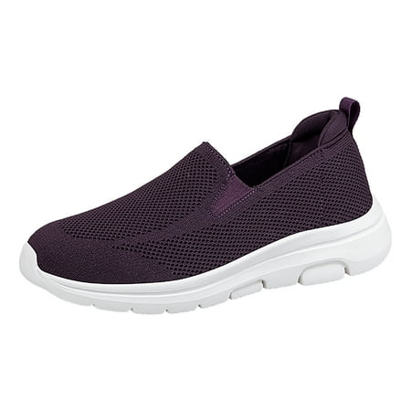 

MIASHUI Women Shoes Spring and Autumn Mesh Non Slip Walking Shoes with Lightweight Elderly Shoes Soft Sole Casual Dad Shoes Wine 7