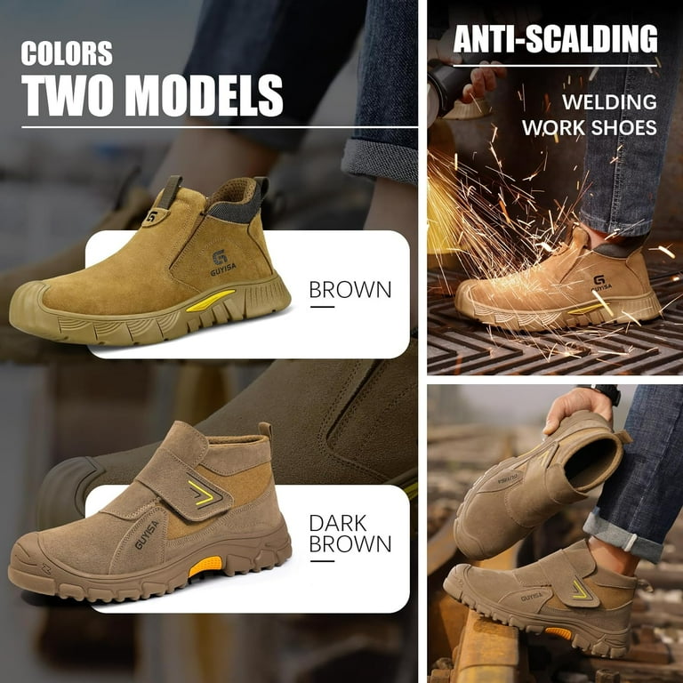 Welding Boots for Men Slip on Work Boots for Men Steel Toe Boots for Women Comfortable Welder Boots Construction Safety Boots Work Boots