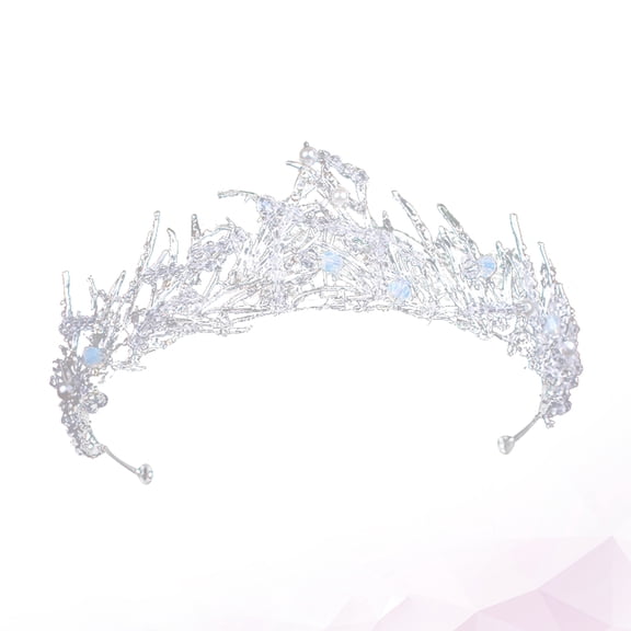 OUNONA Bridal Crystal Tiara White Crown Wedding Hair Accessory for Engagement Events