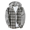 thumbnail image 2 of ZHANGDER Hoodies for Men Flannel Hoodie Shirts Plaid Shirt Jackets with Pocket, Z-Grey XXXL, 2 of 5