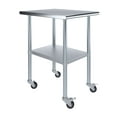 thumbnail image 1 of AmGood 30" X 24" Stainless Steel Work Table with Under-Shelf & 4 Wheels | Laundry Garage Utility Bench | Prep Worktable | Kitchen Island Food Prep | NSF Certified, 1 of 4