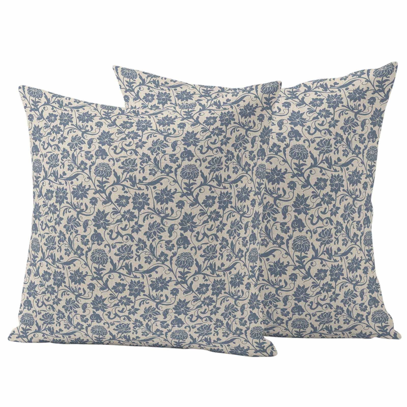 Pack of 2 Outdoor Pillow Covers,Waterproof Blur Floral Throw Pillow Covers,Rustic Vintage Botanical Spring Decorative Pillowcases Cushion Covers for Patio Couch Pillow Sham Protector 26x26 Inch