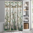 thumbnail image 3 of Dragonfly Fabric Shower Curtain Teal Leaves Floral Washable Shower Curtains for Bathroom, Waterproof Bath Curtain with Hooks Home Decor 72x72in, 3 of 8