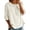 Beige, variant on Women's Embroidered Cotton Linen T-Shirt, Round Neck 3/4 Sleeve Casual Top, Bohemian Style for Spring, Summer, and Everyday Relaxed Wear-Beige