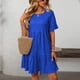 thumbnail image 4 of mfyjkho Vestidos para mujer, Vestido de patchwork con cuello redondo, mangas cortas y pantalones cortos lisos para mujer Vestidos festivos para mujer s, 4 of 6