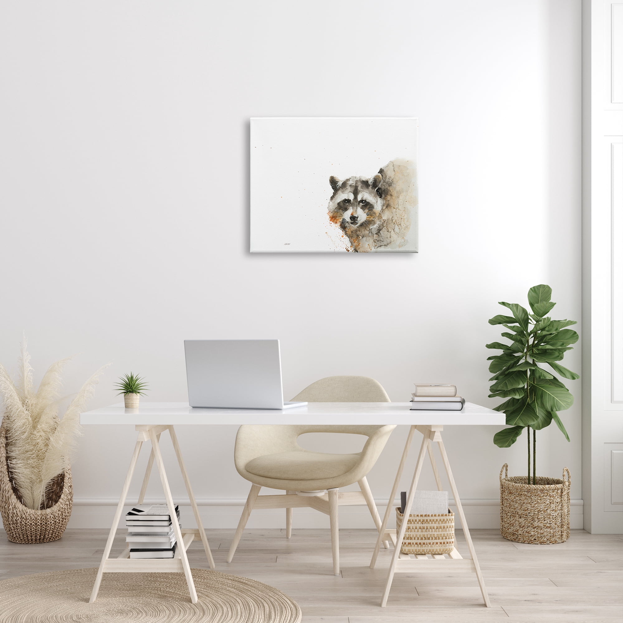 Stupell Industries Forest Raccoon Watercolor Portrait Modern Abstract Painting, 30 x 24, Design by Patti Mann