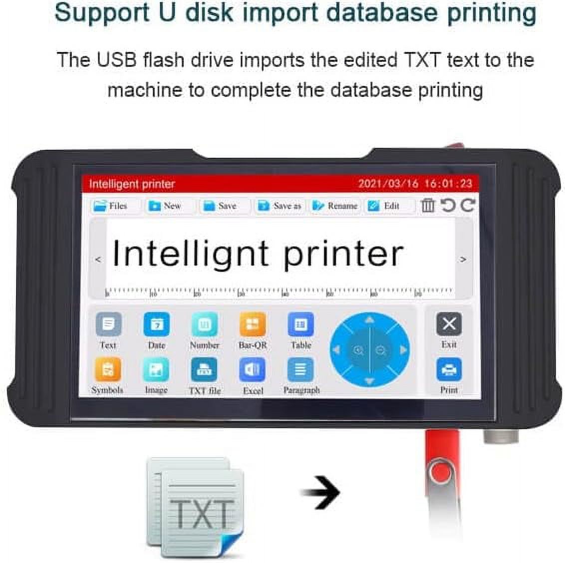 Phezer 0.5inch/12.7mm Automatic Inkjet Coding Machine for Production Line, 23 Languages, Intelligent Variable Data/Date/Logo/Barcode/Image Thermal Inkjet Printer, (1 Nozzle Support, 0-70M/min)