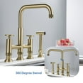 thumbnail image 3 of Antique 360 Swivel Bridge Kitchen Faucet with 28'' Slide Sprayer In Stainless Steel Brushd Gold Brushed, 3 of 5