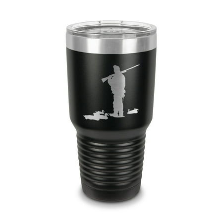 

Duck Hunting Scene Tumbler 30 oz - Laser Engraved w/ Clear Lid - Stainless Steel - Vacuum Insulated - Double Walled - Travel Mug - hunter outdoors - Black