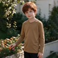 thumbnail image 2 of BLVB Boys Henley Long Sleeve T-Shirt Casual Crewneck Tops Loose Button Basic Tee Teen Kids Layer Clothes 5-15Y(Coffee,5-6 Years), 2 of 9