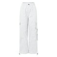thumbnail image 6 of XAOFW Women's Casual Pants Solid Color High Waist Fashion Trousers Wide Leg Cargo Pant With Side Pocket Everyday Wear Soft Breathable Slacks, 6 of 8