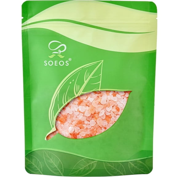Soeos Himalayan Pink Salt 16 oz, Coarse Grain, Non-GMO, Salt for Grinder Refill